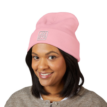 White Embroidered JZZ GTR® Beanie Hat | Classic Jazz Musician Look
