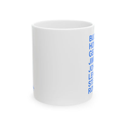 White Seven String Jazz Guitar Greats Ceramic Mug | Musical Home Goods | Coffee Cup for Guitarists | Novelty Gifts for Jazz Musicians