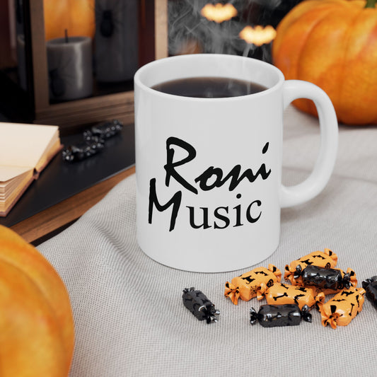 Roni Music Logo Ceramic Mug – 11oz & 15oz Coffee Cup for Music Lovers | Gift for Musicians & Music-Themed Decor