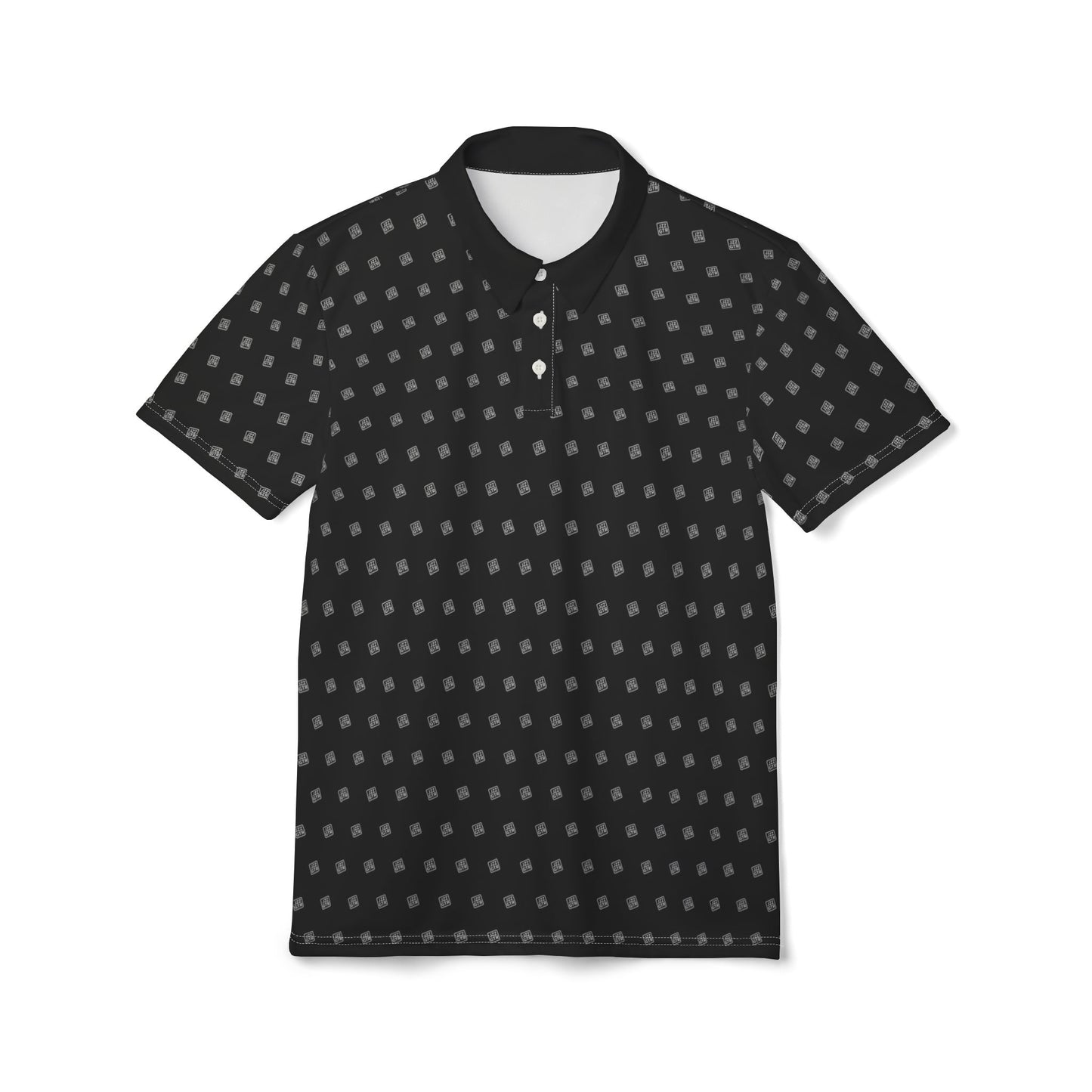 Black Polo Shirt with white JZZ GTR Monogram Pattern