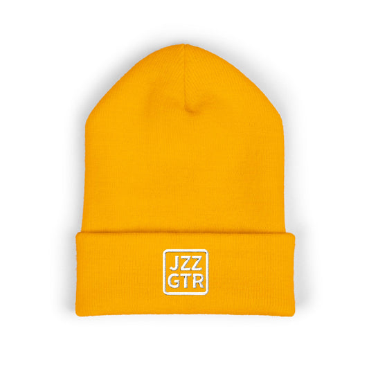 White Embroidered JZZ GTR® Beanie Hat | Classic Jazz Musician Look