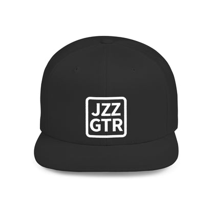 White Embroidered JZZ GTR™ Snapback Hat, Trendy Snapback Cap, Casual Gift for Jazz Lovers and Jazz Guitarists