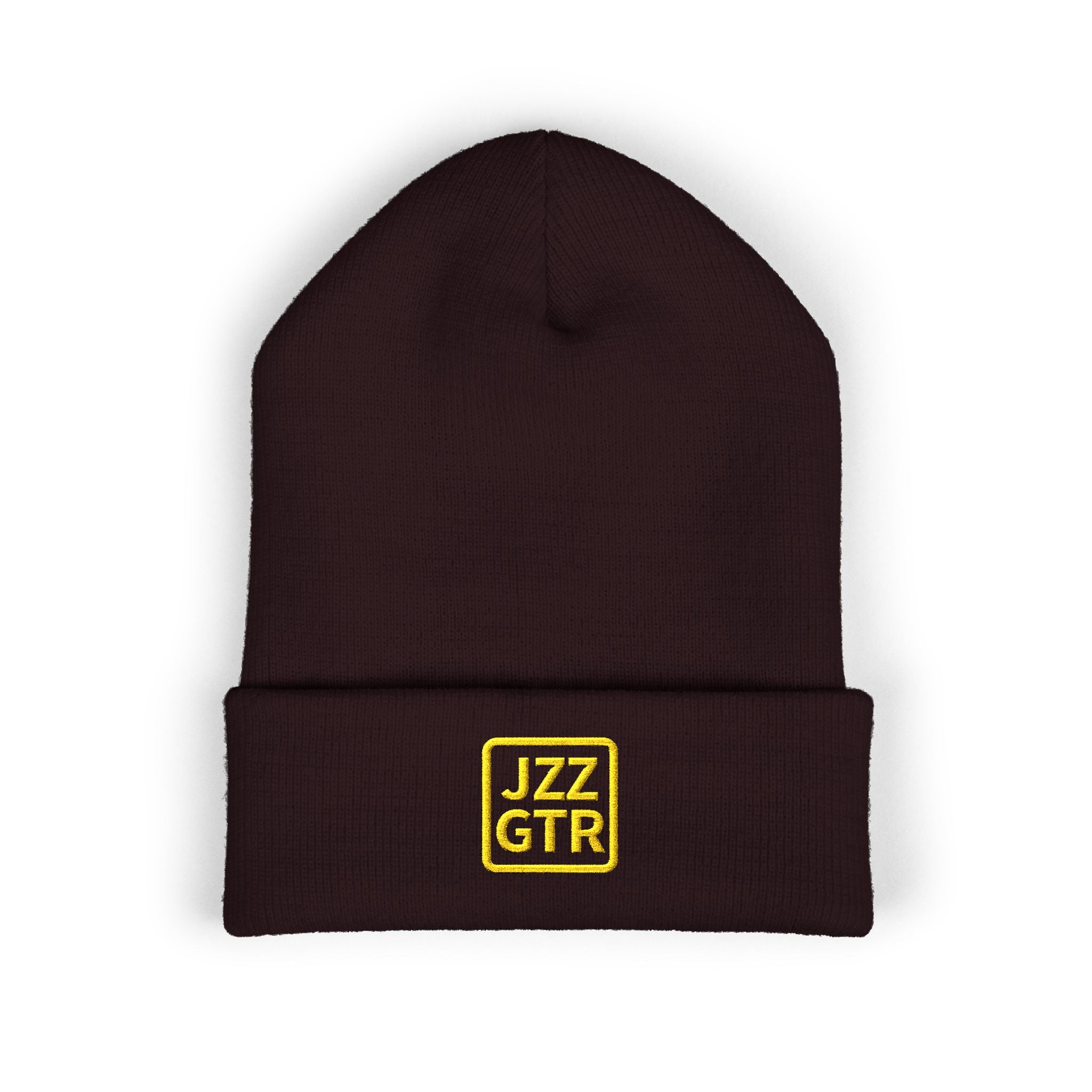 Yellow Embroidered JZZ GTR™ Beanie Hat | Bold Winter Knit Hat for