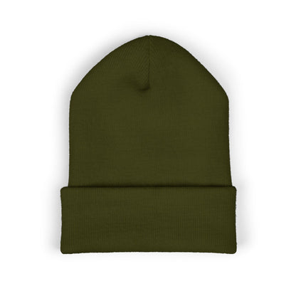 Yellow Embroidered JZZ GTR® Beanie Hat | Bold Winter Knit Hat for Jazz Guitar Fans | Vibrant Cuffed Beanie for Musicians