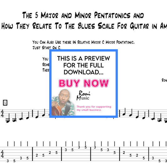 Beginner Blues 5 Easy Minor Pentatonic Scales Sheet Music TABS Video (Copy)