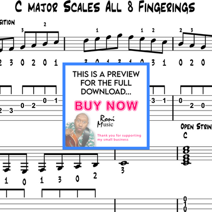 6 String Guitar Lesson | C Major Scales All 8 Fingerings Lesson
