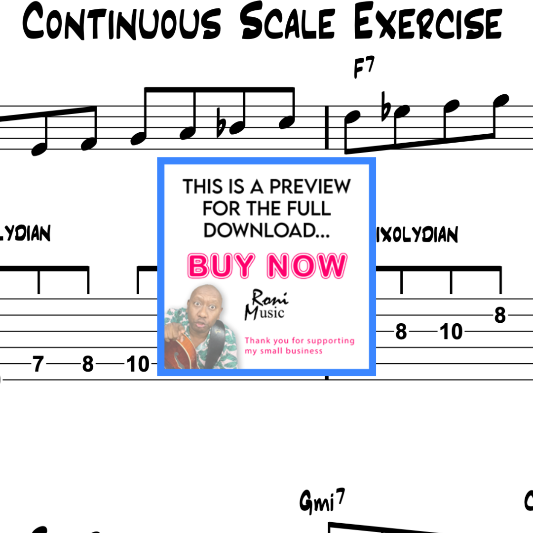6 String Guitar Lesson The Continuous Scale Exercise (Over C Jazz Blues) Jazz Improvisation Guitar Lesson