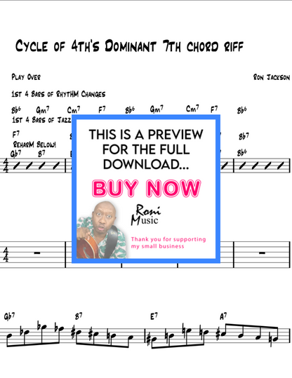 Dominant 7th Jazz Riff Cycle on 6-String Guitar | Advanced Guitar Licks | Sheet Music & TABS | Jazz Guitar Improvisation Techniques