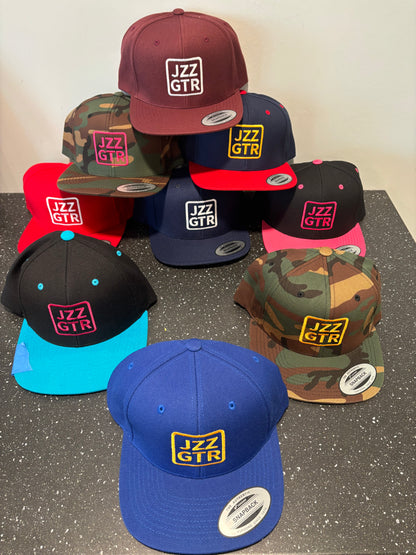 Pink Embroidered JZZ GTR ® Snapback Hat, Trendy Snapback Cap, Casual Gift for Jazz Lovers and Jazz Guitarists