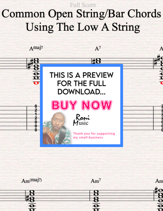 Open String and Bar Chords on Low A String | 7-String Guitar Essentials | Chord Variations and Techniques