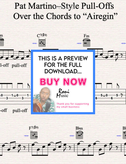 Pat Martino Jazz Guitar Lesson: "Airegin" Pull-Offs & Phrasing Sheet Music, TAB, MIDI, Audio