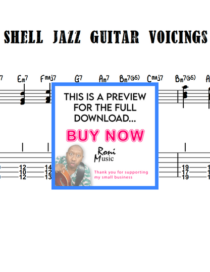 Shell Jazz Guitar Chord Voicings| 6-String Guitar | Comping|Freddie Green| Sheet Music- TABS-Midi-mp3 audio | Education for Jazz Guitarists