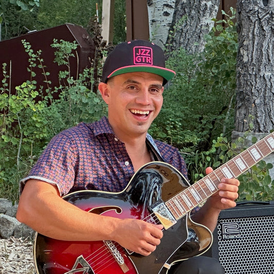 Pink Embroidered JZZ GTR ® Snapback Hat, Trendy Snapback Cap, Casual Gift for Jazz Lovers and Jazz Guitarists